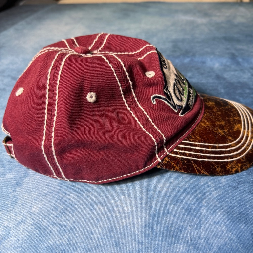 Y2K Vancouver Canada Moose Distressed Faux Leather Brim Baseball Cap Hat - Picture 4 of 6